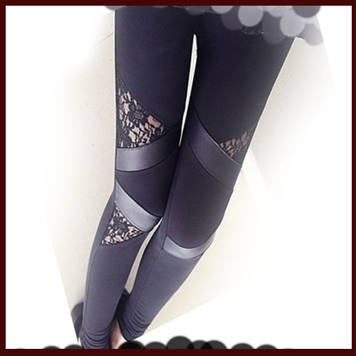 LEGGINGS CON WETLOOK Y ENCAJE 8839 TALLA NICA